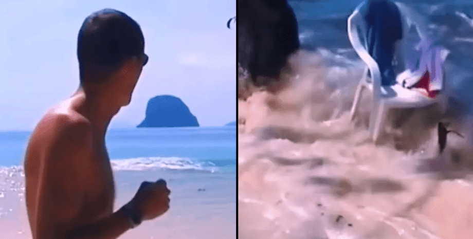 Мужчина случайно снял на видео начало катастрофы на пляже в Таиланде