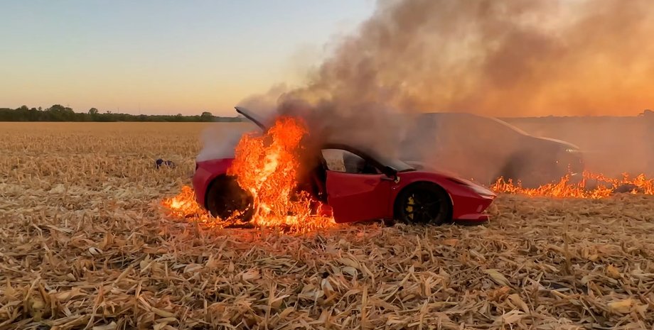 Ferrari, Ferrari F8 Tributo, Авто, Автомобили, Суперкар, Пожар, Инцидент, Блогер, ДТП