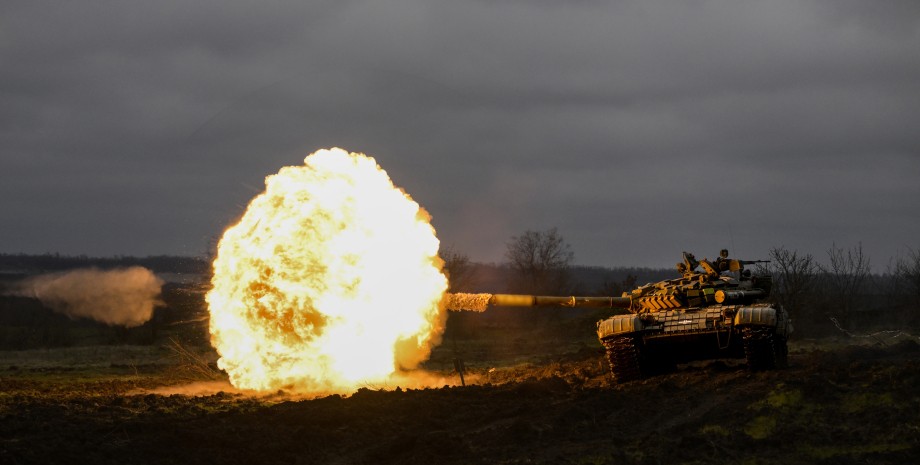 ВСУ, украинские военные, украинский танк, танк выстрел, танк стреляет, война в Украине