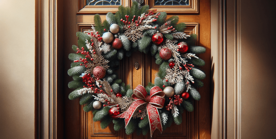 Рождественское украшение двери новогодний декор, рождественские украшения, как украсить дверь на Рождество. как украсить дом на новый год