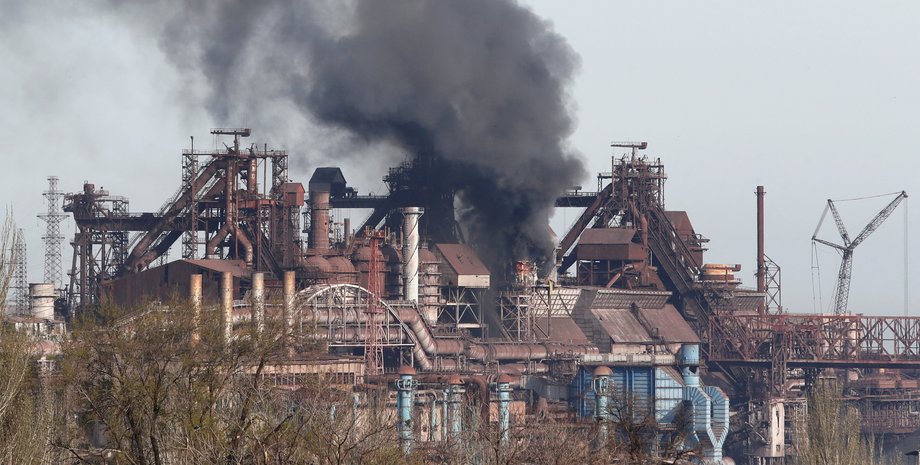 Азовсталь, дым, завод, Мариуполь, фото