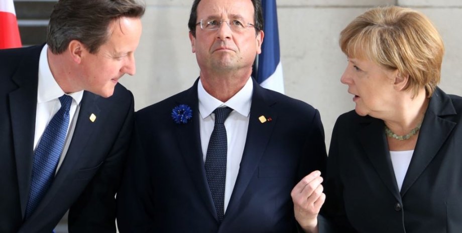 Дэвид Кэмерон, Франсуа Олланд и Ангела Меркель
