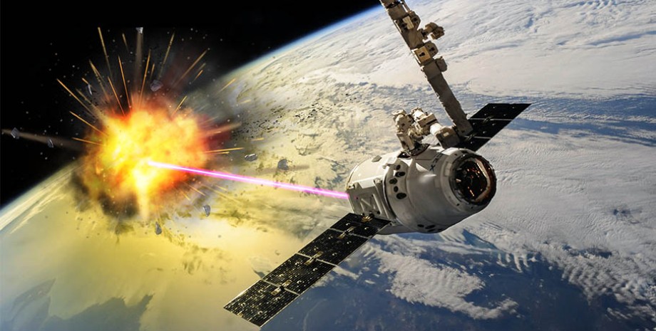 Лазерное оружие в космосе спутник, лазер, космос