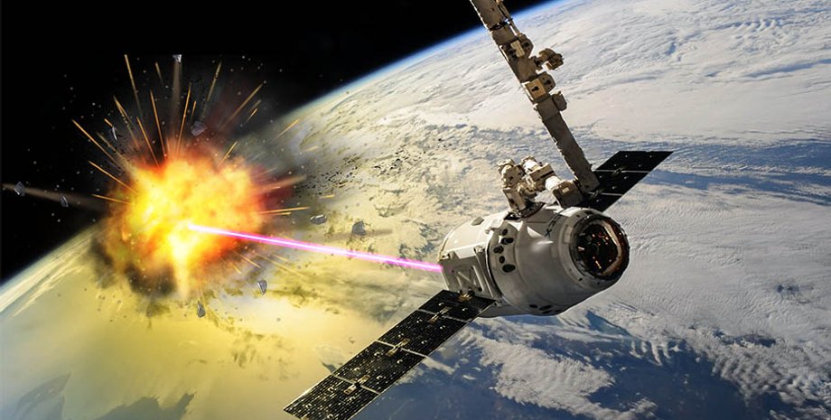 супутник, лазер, космос