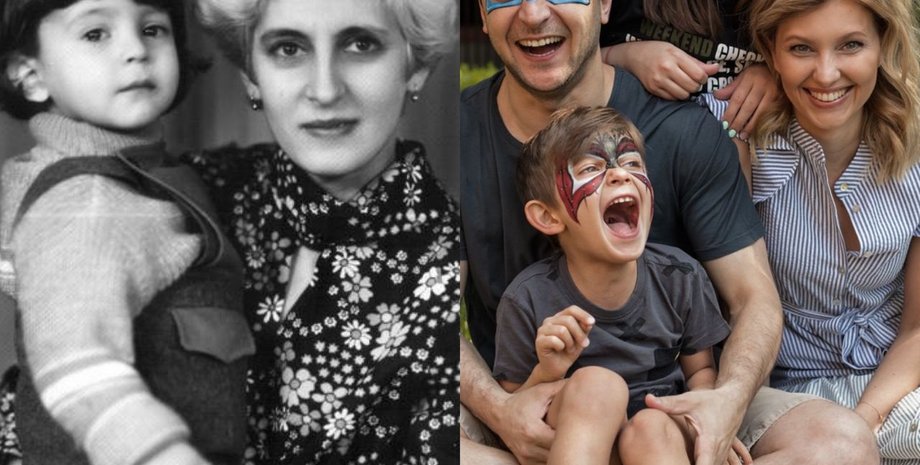 Зеленський з матір'ю і сім'єю, день матері, привітання, сім'я, колаж