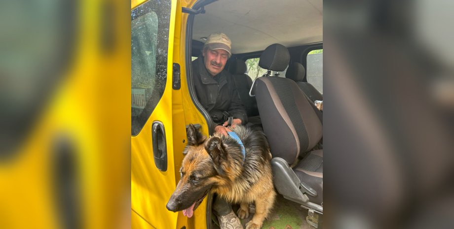 Изображение мужчины с собакой Рексом