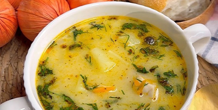 куриный суп, куриный суп с сыром