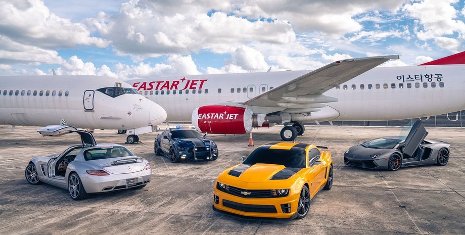 авто из фильма Трансформеры, трансформер Бамблби, Chevrolet Camaro, Lamborghini Aventador, Ford Mustang