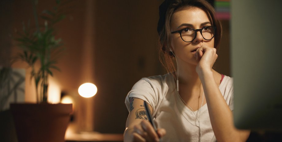 женщина, компьютер