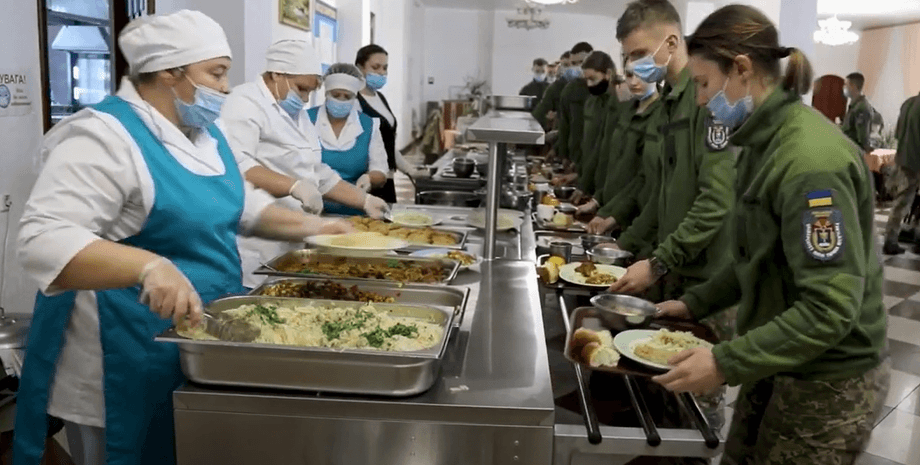 Военные, курсанты, питания, столовая, КНУ Шевченко, Украина, контракты, фото