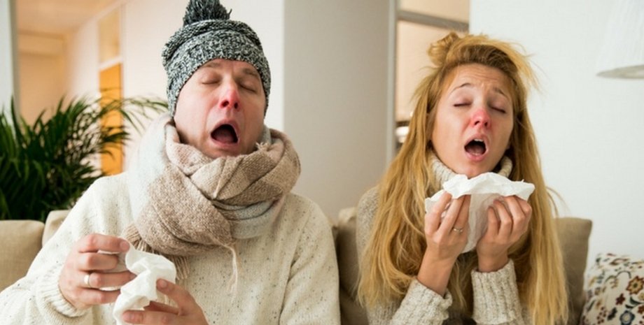 мужчина, женщина, больные, грипп, простуда