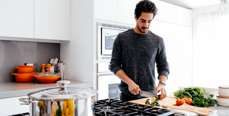 приготовление пищи кухня, мужчина, кастрюли, приготовление пищи