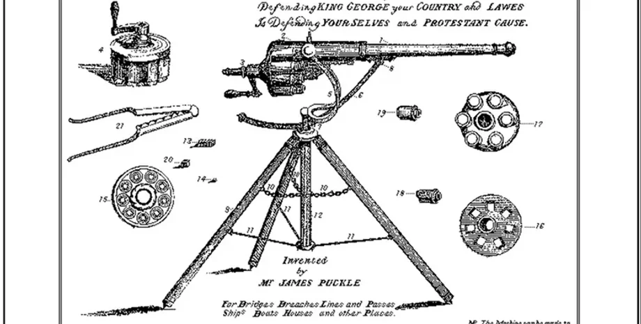 история, ружье пакла, пулемет, первый пулемет, первый пулемет англия