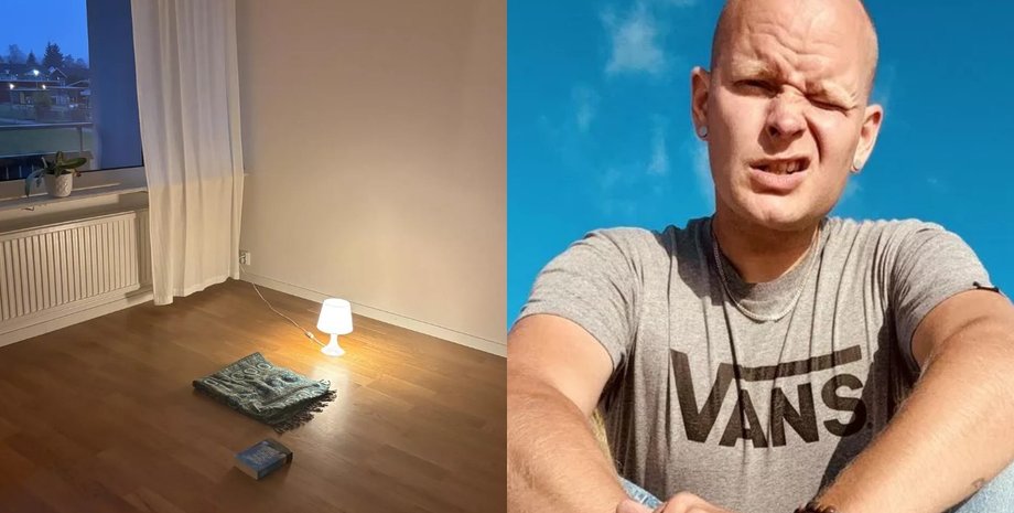 Мужчина раздает свои вещи, без дивана и телевизора, в доме только кровать, экстремальный минимализм, без мебели, отдал все вещи,