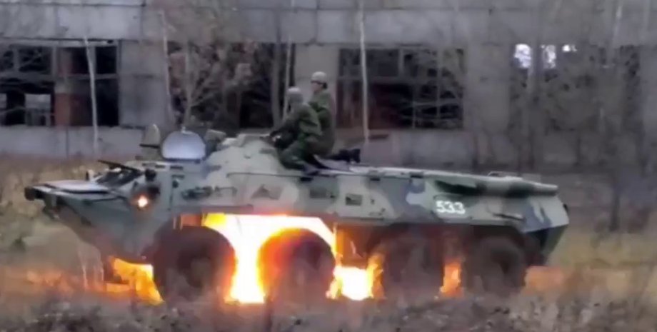российские военные, подрыв БТР, российский БТР