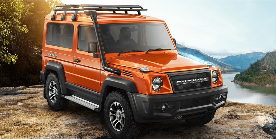 индийский внедорожник, новый внедорожник, внедорожник на скалах, экстерьер Force Gurkha