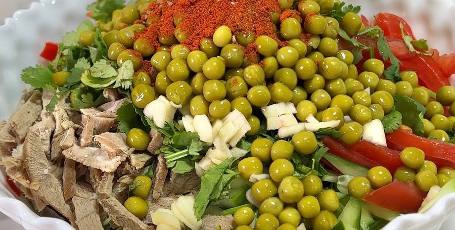 Острый салат, салат с говядиной, рецепт салата