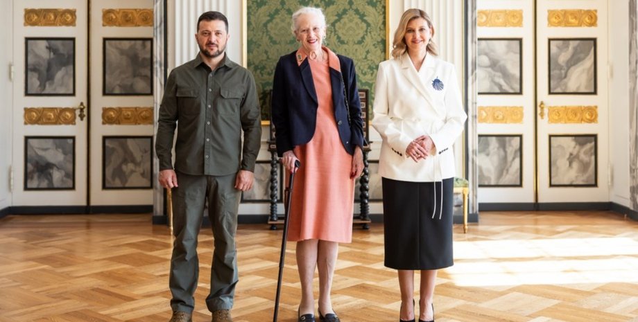 Зеленский и Маргрете II и Маргрете II