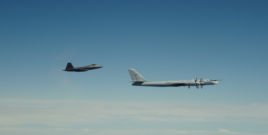 Самолеты, перехват, F-22 Raptor, Ту-95 "Медведь", Аляска