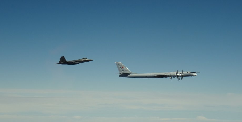 Самолеты, перехват, F-22 Raptor, Ту-95 "Медведь", Аляска