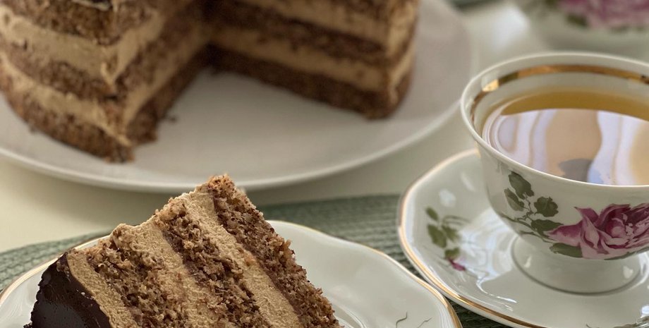 Кофейный торт с орехами, торт, кофейный торт рецепт, торт с кофе, торт с кофе