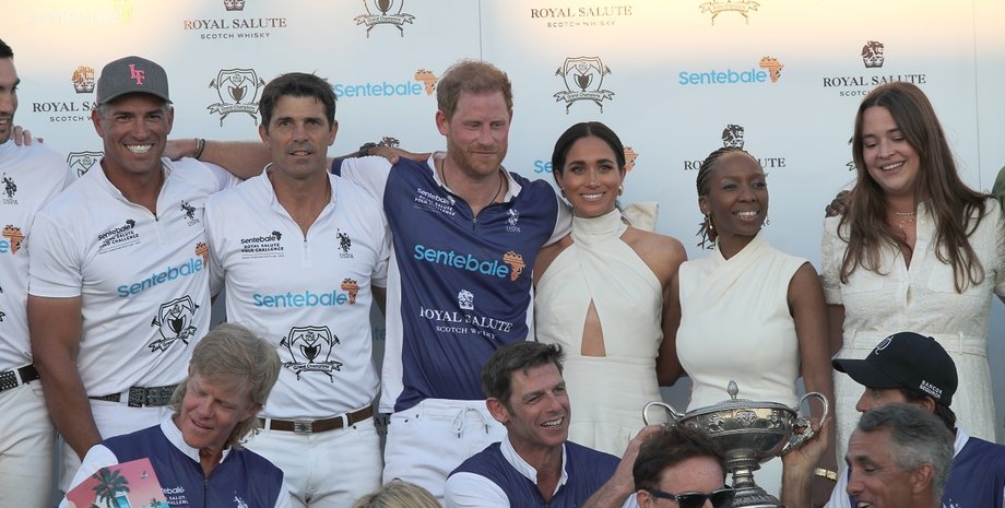 Принц Гарри, Меган Маркл и Софи Чандаука на Royal Salute Polo Challenge