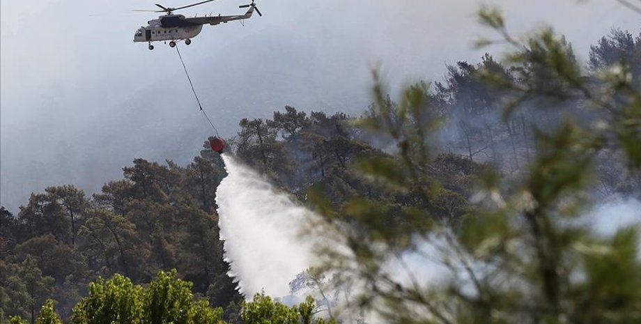 пожары в турции, вертолет, лесные пожары