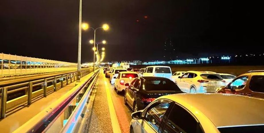 Пробка, Крым, Крымский мост, Украина, транспорт, автомобили