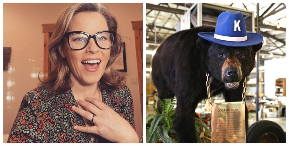 коллаж, кокаиновый медведь