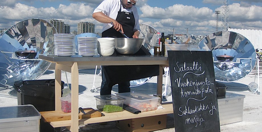 Solar Kitchen, сонячна кухня, сонячні дзеркала, готувати на сонці, Лісабон