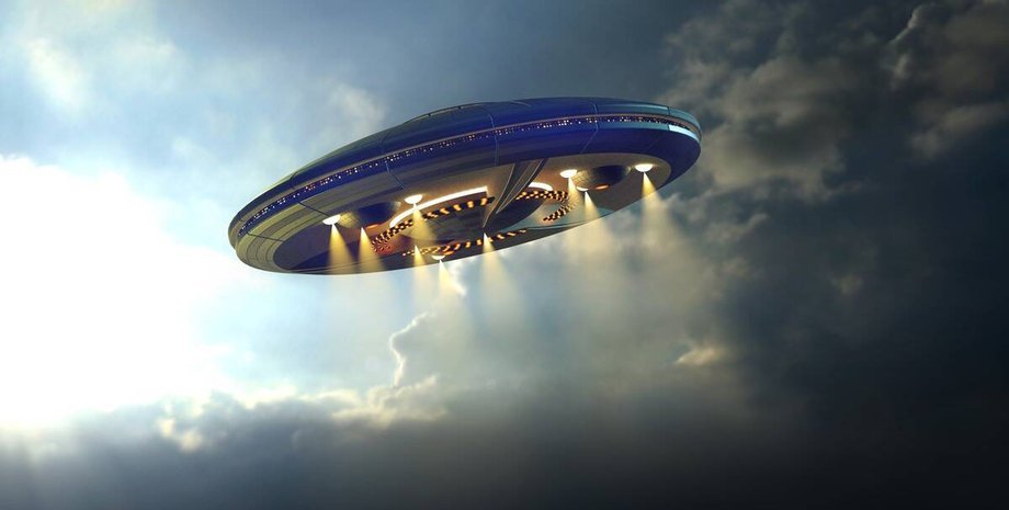 летающая тарелка, НЛО, небо, облака, свет