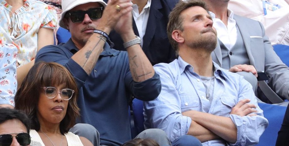 US Open 2021, финал US Open 2021, брэдли купер, брэд питт, звезды на трибунах, теннис, турнир большого шлема