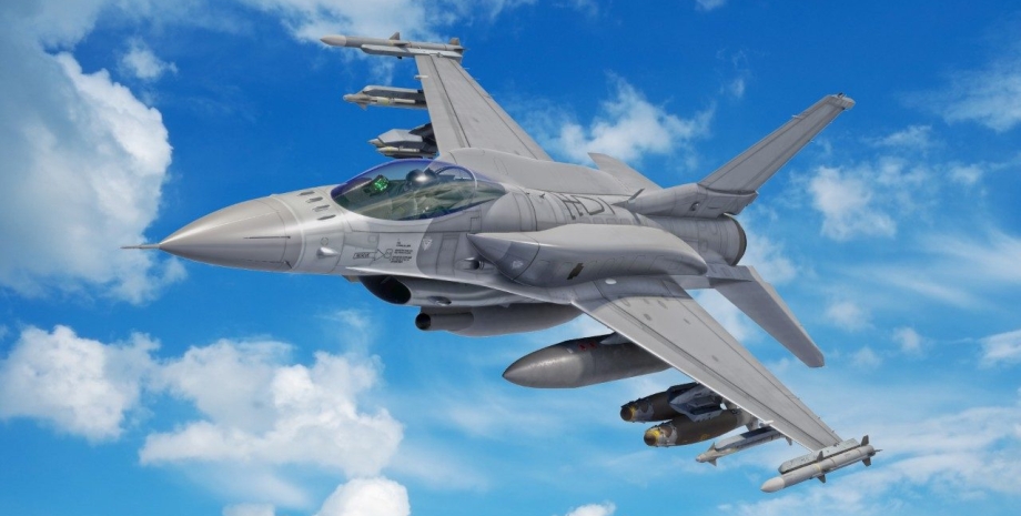 Самолет F-16, небо, картинка
