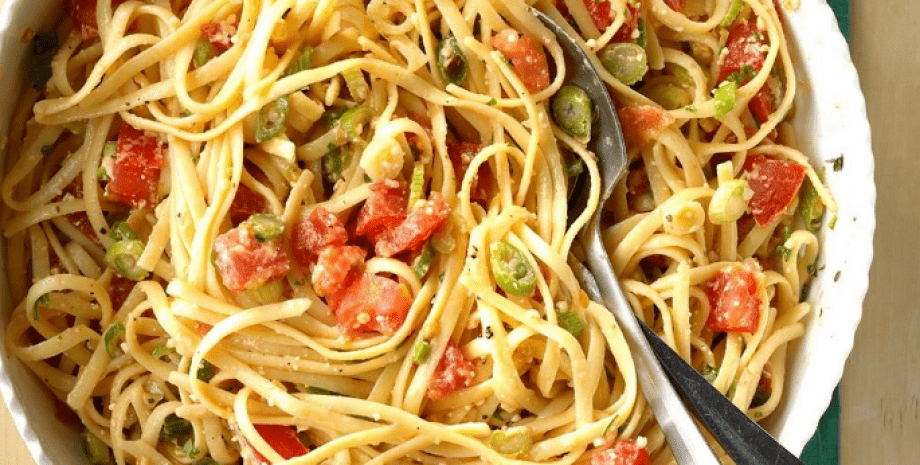 лингвини лингвини, паста, ужин, блюдо, еда, столовые приборы