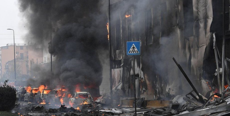 мілан, місце падіння літака, фото