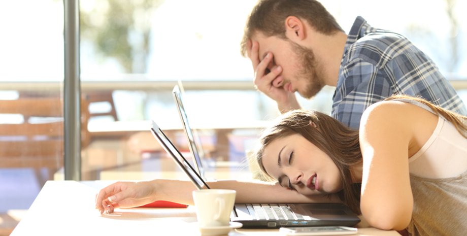 усталость, сонливость, парень, девушка, фото