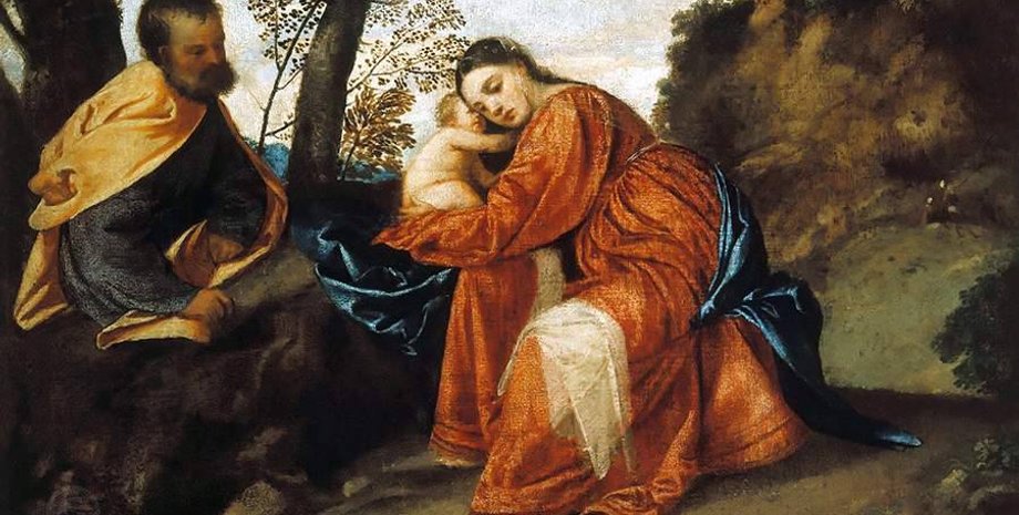 тициан, отдых на пути в египет