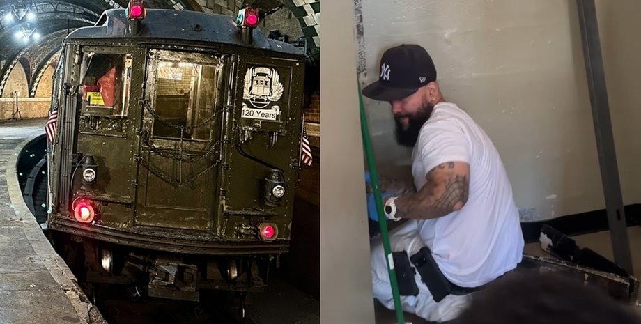 Старий вагон метро Нью-Йорка на станції, робітник виявив дірку в стіні квартири, з'єднану з підземкою
