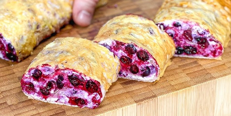 творожно-ягодный десерт, лаваш, ягоды, еда