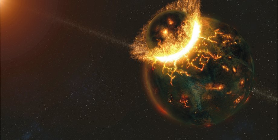 Тейя, Місяць, удар