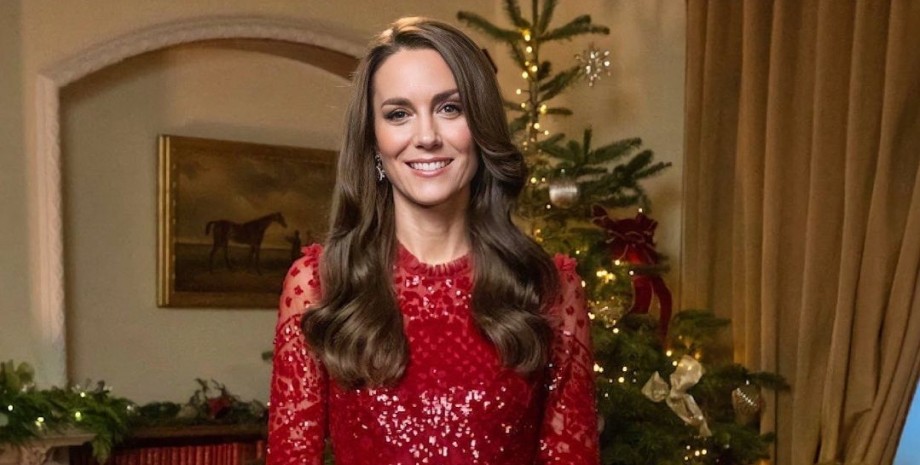 кейт миддлтон, принцесса уэльская, королевское рождество, образы кейт миддлтон, красное платье