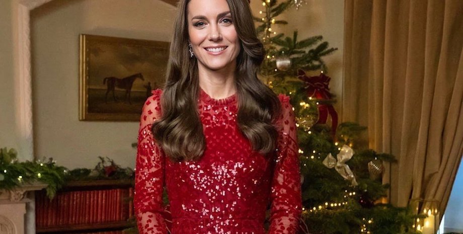 кейт миддлтон, принцесса уэльская, королевское рождество, образы кейт миддлтон, красное платье