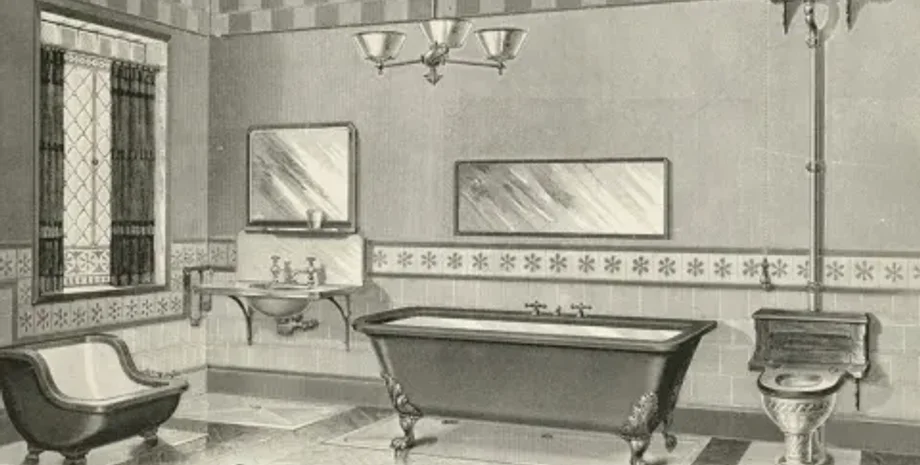 история ванных комнат, дома рабочего класса, внутренняя сантехника, эволюция сантехники, американские домохозяйства, развитие ванных комнат