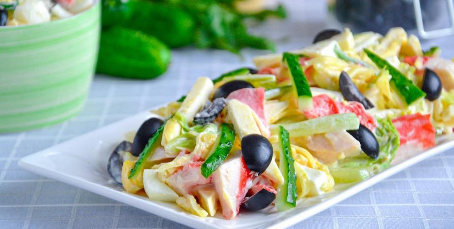 салат з крабових паличок, рецепт