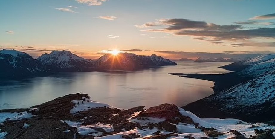 норвегія, захід сонця, опівнічне сонце