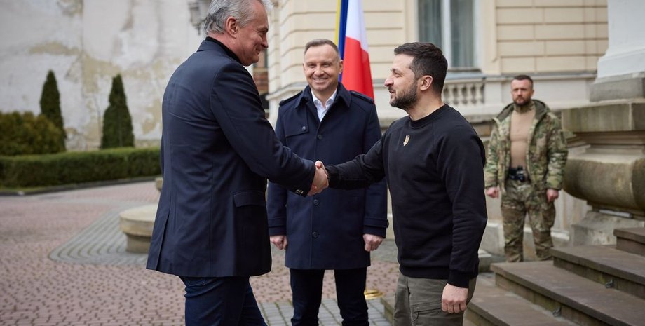 владимир зеленский, Анджей Дуда, Гитанас Науседа, польша, литва, львов