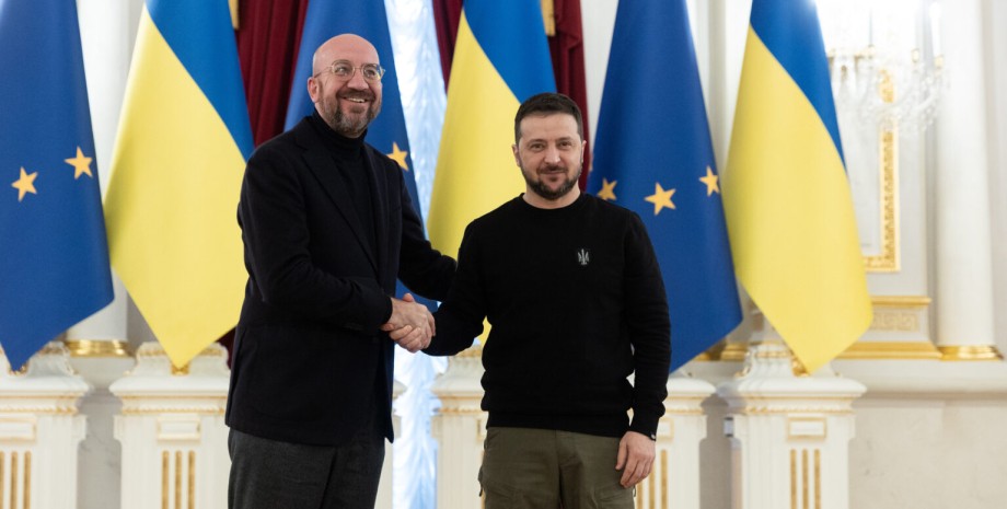 Шарль Мішель і Володимир Зеленський Шарль Мішель, Володимир Зеленський, ЄС, Євросоюз, Україна, переговори, фото