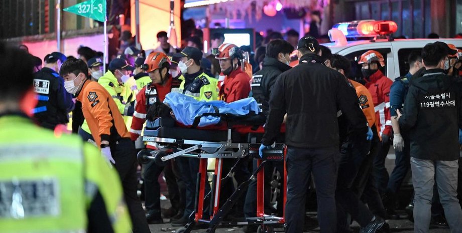 Вулиця в Сеулі, тиснява в Сеулі, тиснява Сеул Геловін,