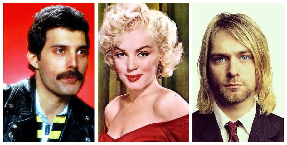 Фредди Меркьюри, Мэрилин Монро, Курт Кобейн