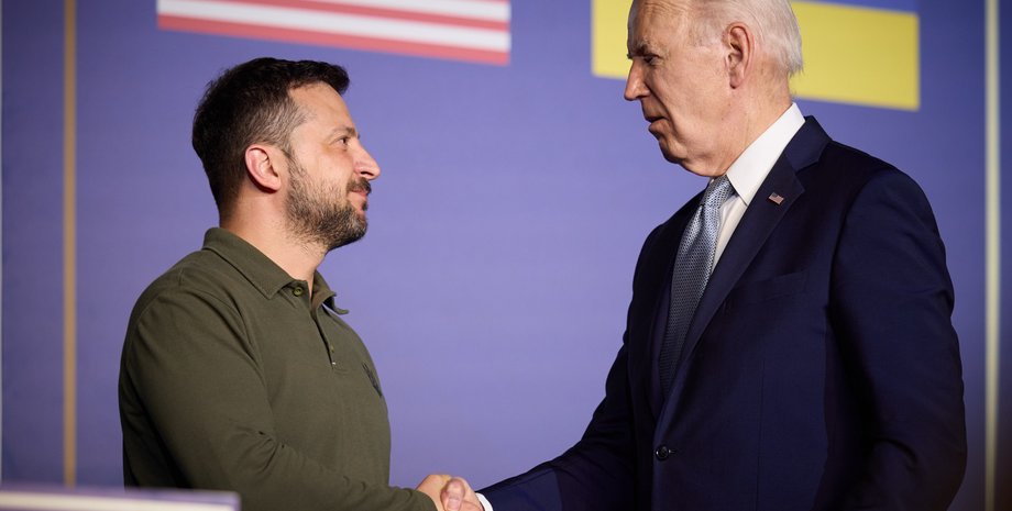 Президент Украины Владимир Зеленский и президент США Джо Байден и президент США Джо Байден